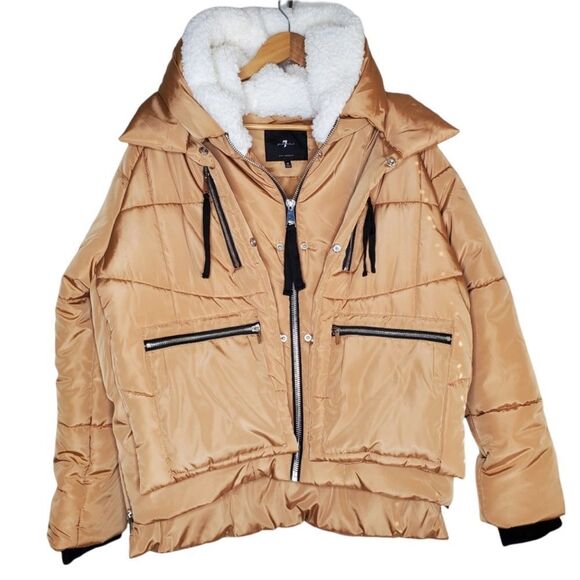 7 For All Mankind Jacket with Sherpa Lined Hood - Picture 1 of 5